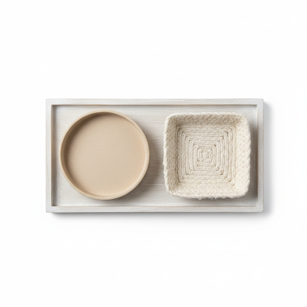 Overhead flat lay of all 3 trays arranged artfully