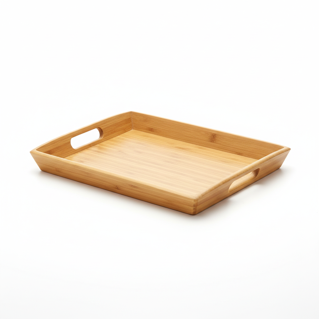 Large Bamboo Serving Tray with Handles