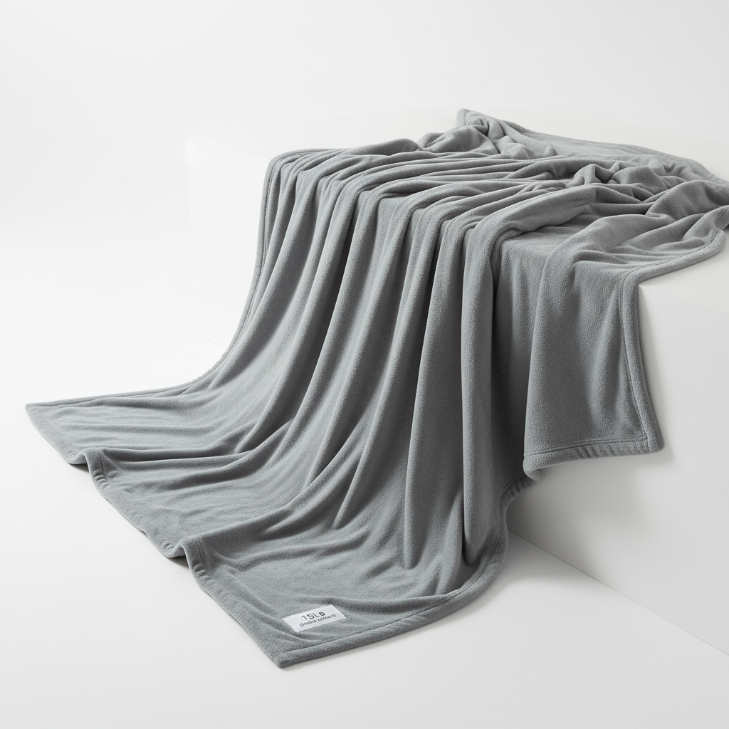 Weighted blanket draped showing full size and drape