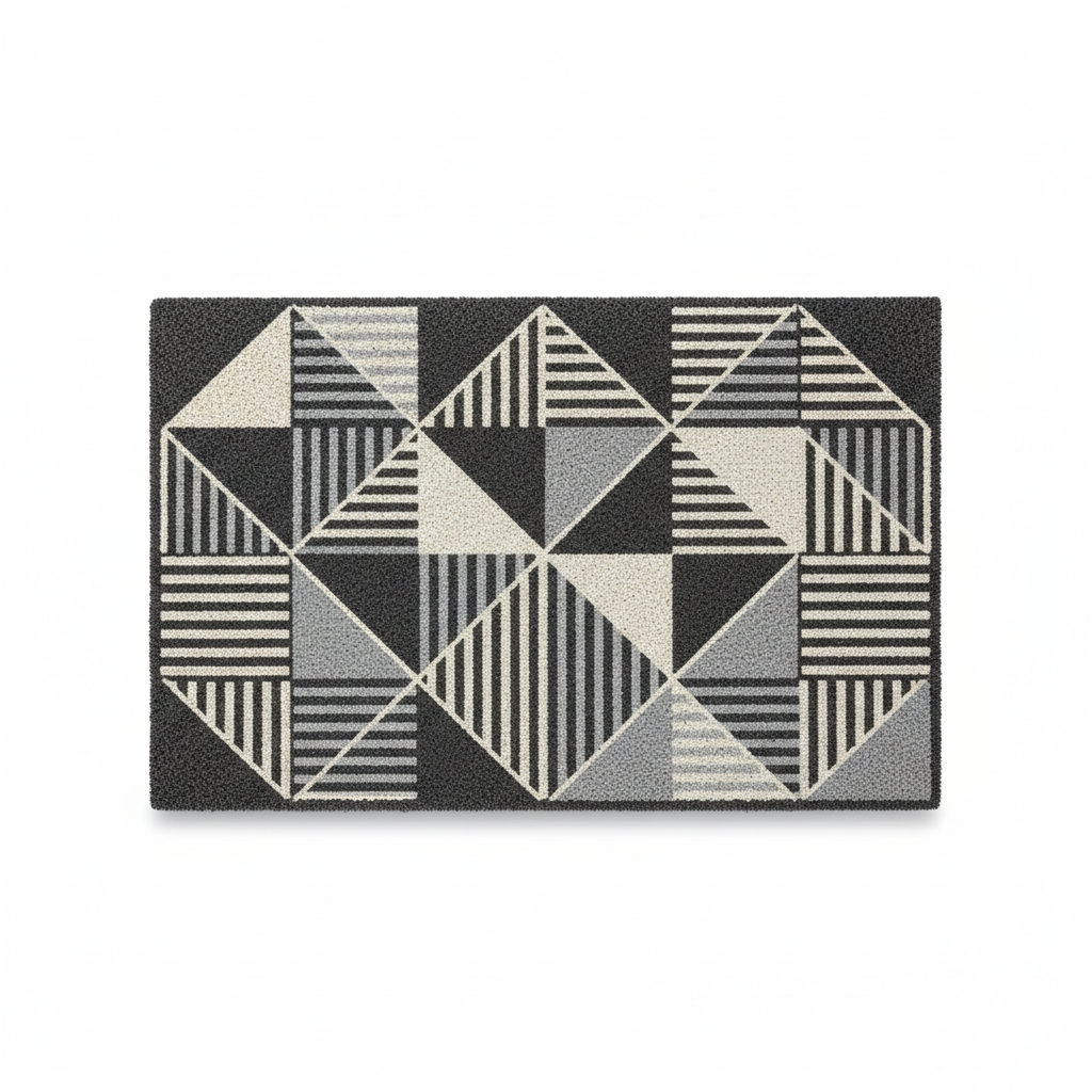 Non-slip entryway doormat geometric design overhead view