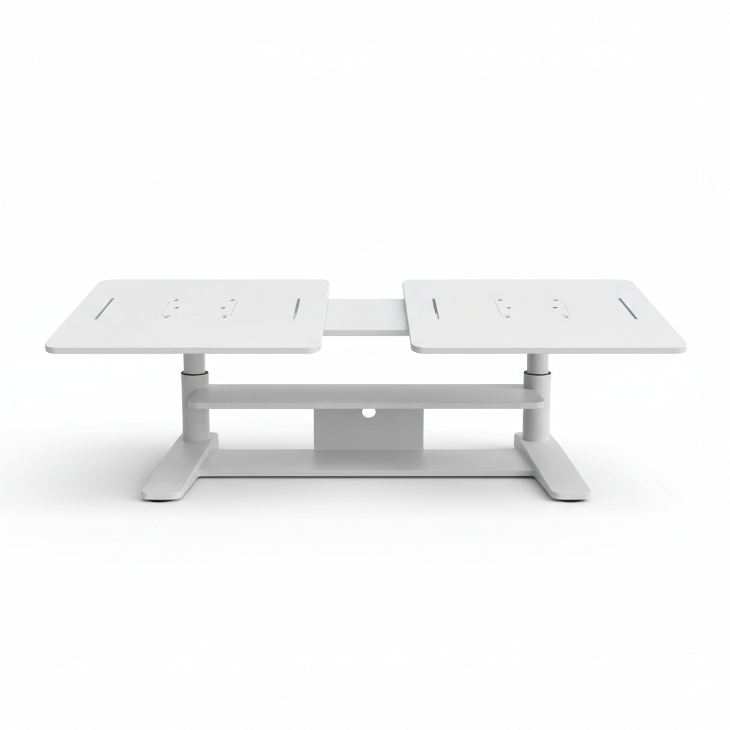 Dual monitor stand riser front view