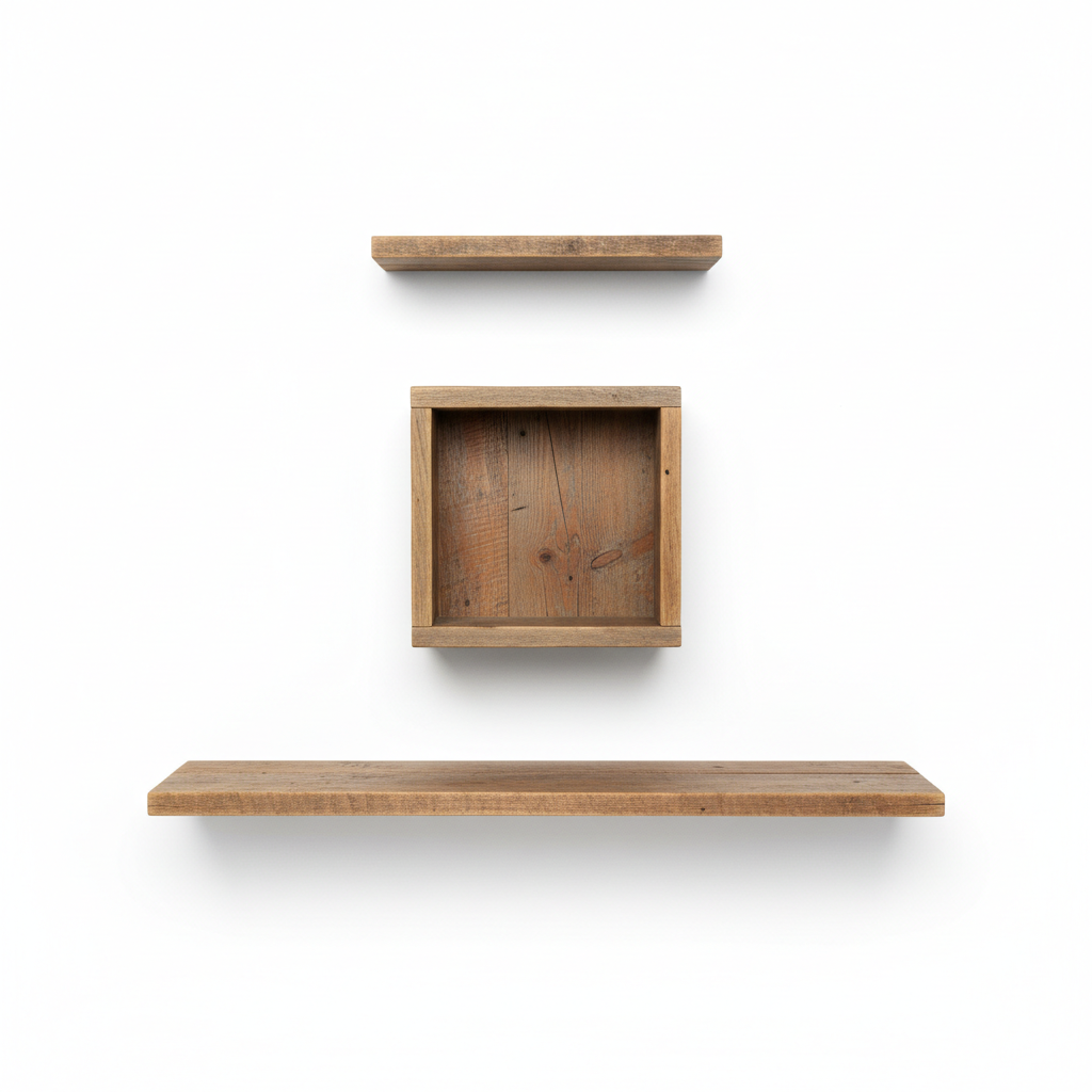Aesthetic floating wall shelves set of 3 front view