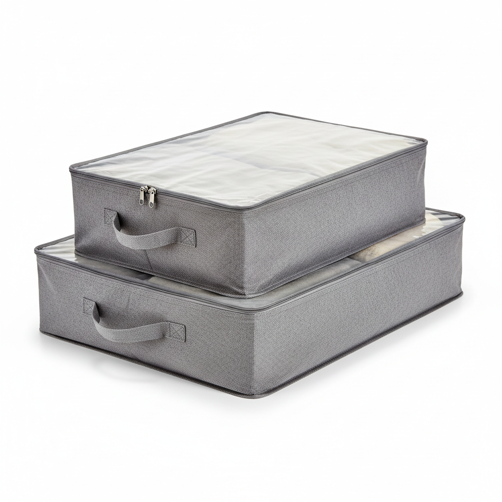 Both storage bags stacked showing size