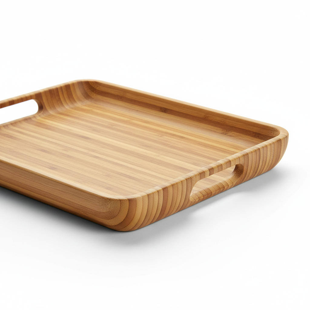 Close-up of bamboo grain texture and handle cut-out