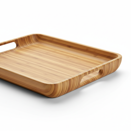 Close-up of bamboo grain texture and handle cut-out