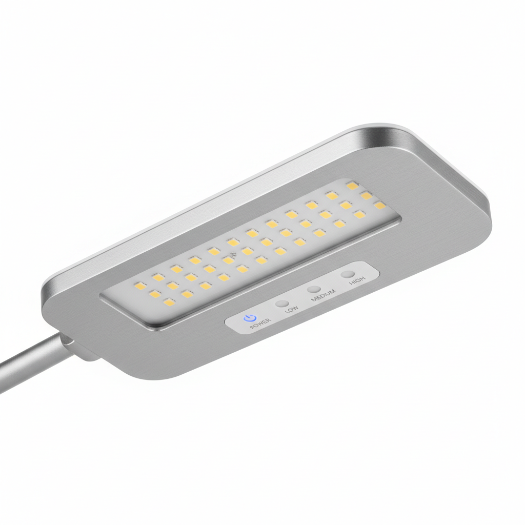 Close-up of LED panel and touch control buttons