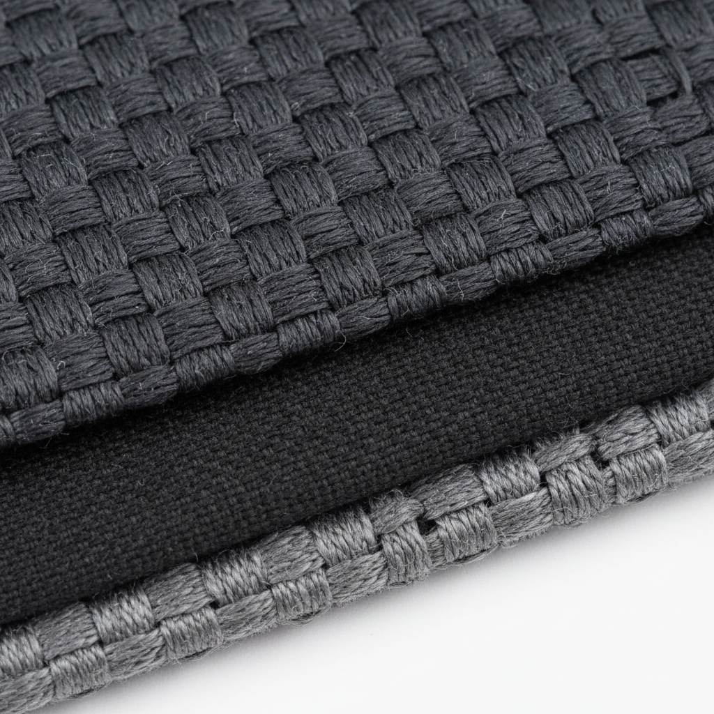 Close-up of triple weave blackout fabric texture