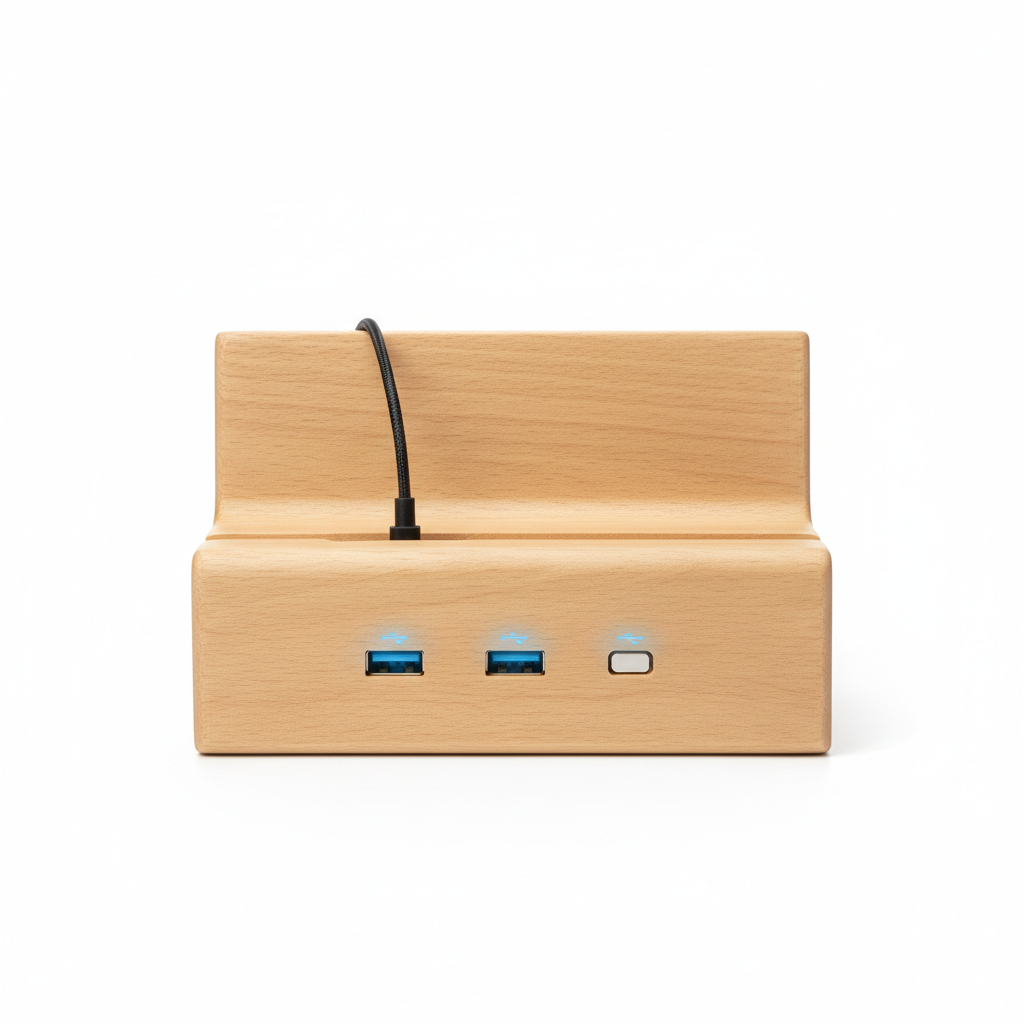 Bedside charging station nightstand organizer front view