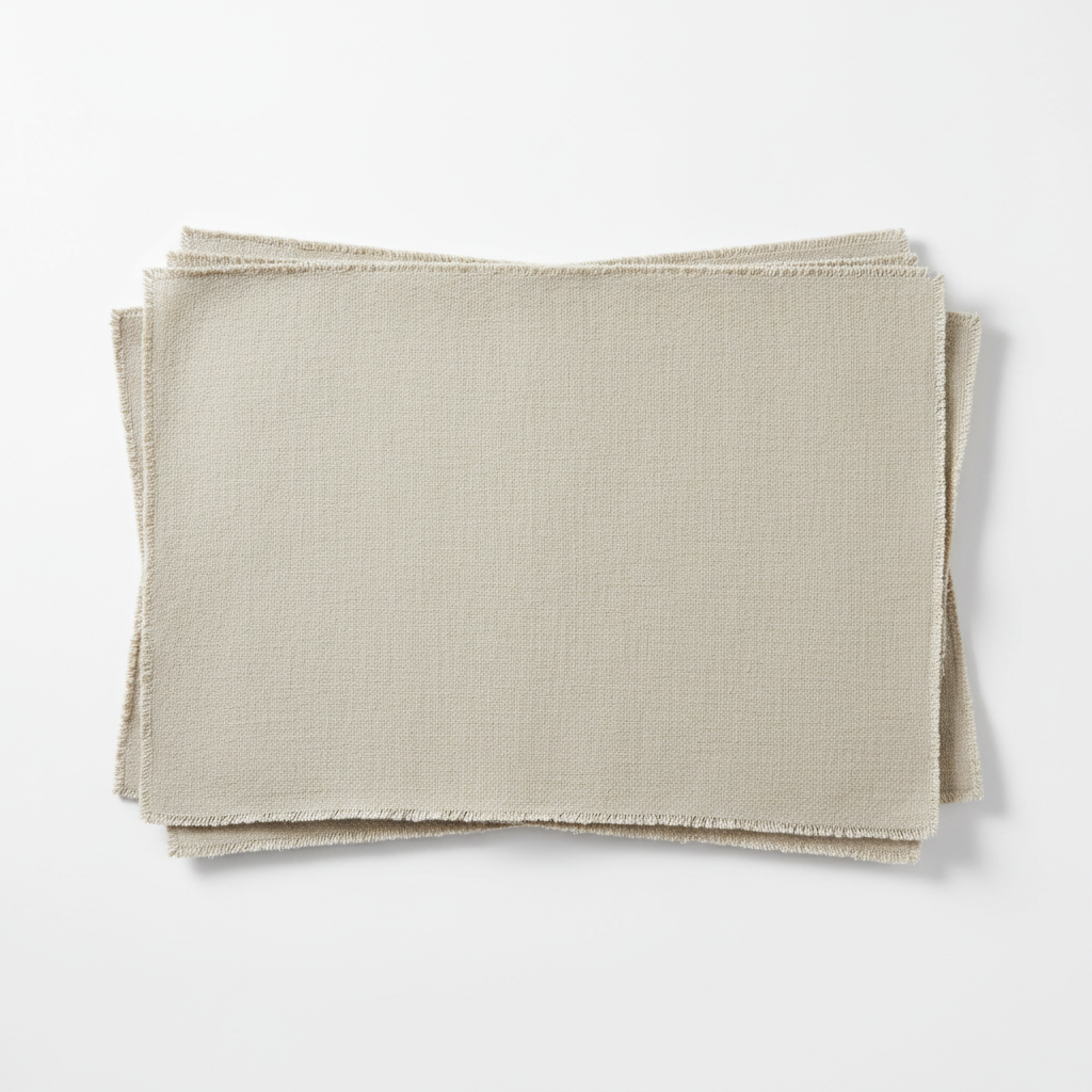 Linen placemat set of 4 stacked overhead view